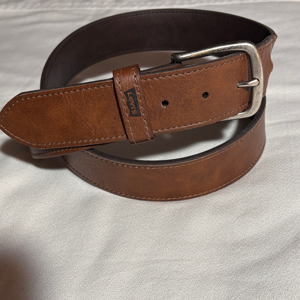 Levi's Tan Leather Belt with Silver Buckle
